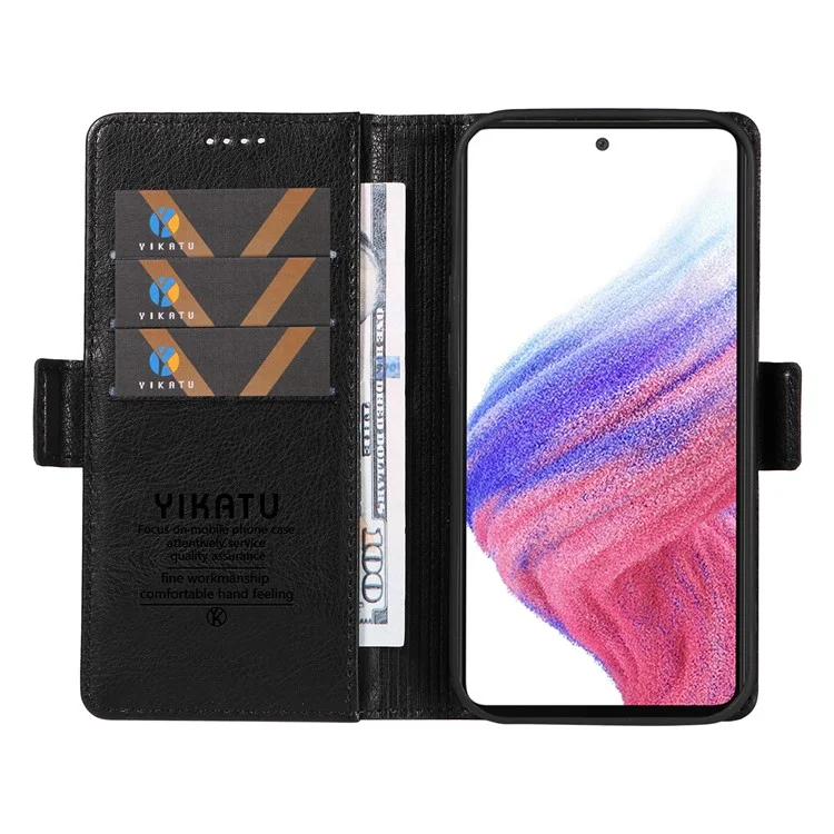 YIKATU YK-007 For Samsung Galaxy A53 5G Magnetic Case Shockproof Leather+TPU Cover with Card Holder - Black