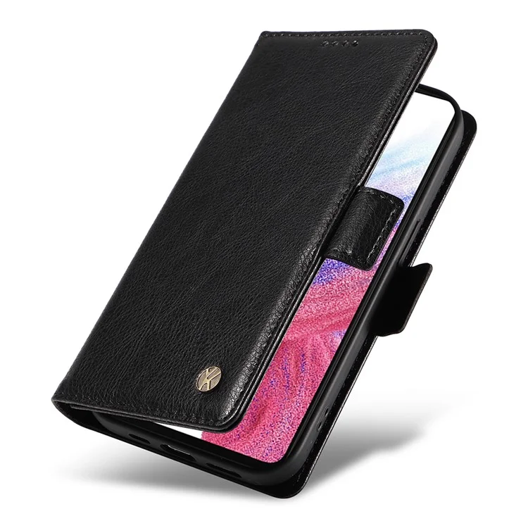 YIKATU YK-007 For Samsung Galaxy A53 5G Magnetic Case Shockproof Leather+TPU Cover with Card Holder - Black