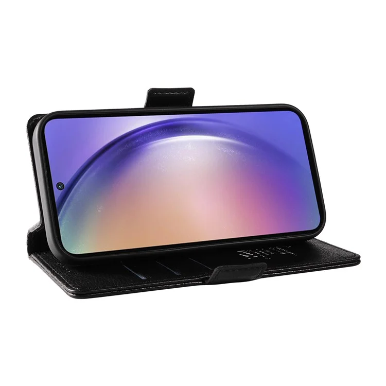 YIKATU YK-007 Para Samsung Galaxy A35 5G Case Carteira Capa de Telefone de Couro com Fecho Magnético - Preto