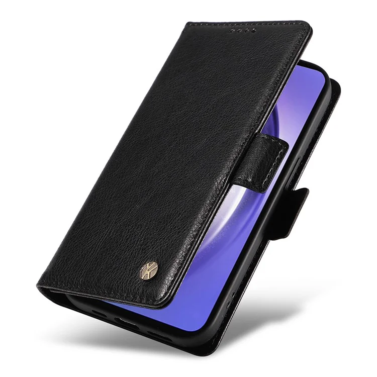 YIKATU YK-007 Para Samsung Galaxy A35 5G Case Carteira Capa de Telefone de Couro com Fecho Magnético - Preto