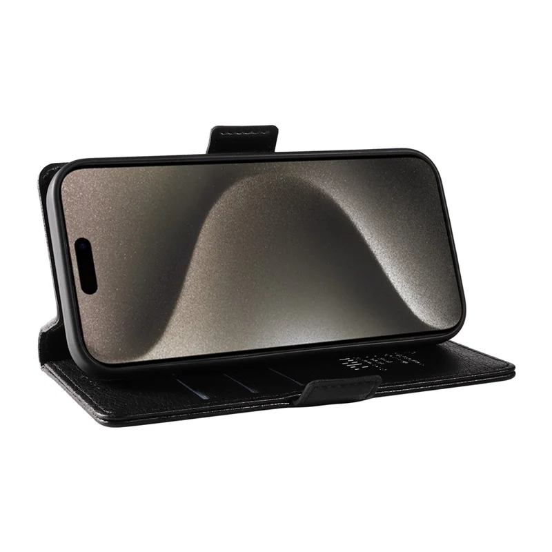 YIKATU YK-007 Voor iPhone 15 Pro Max Hoesje Litchi Structuur Leren Portemonnee Hoes - Zwart