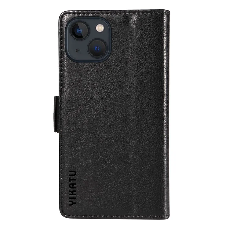 YIKATU YK-007 Für iPhone 14 Magnetische Hülle Litschi-Textur Stoßfeste Lederhülle - Schwarz