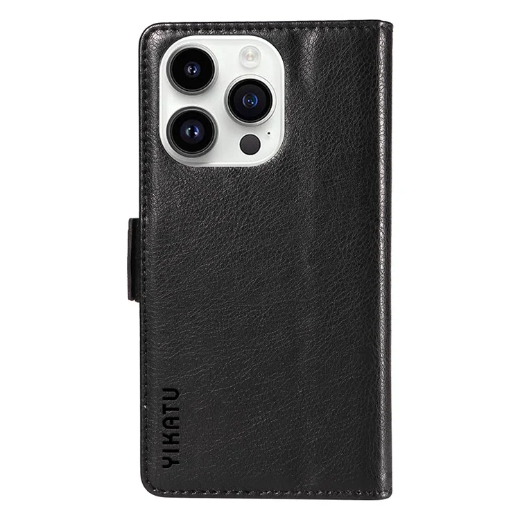 YIKATU YK-007 Für iPhone 14 Pro Max Hülle Leder Geldbörse Kartenschlitze Handyhülle - Schwarz