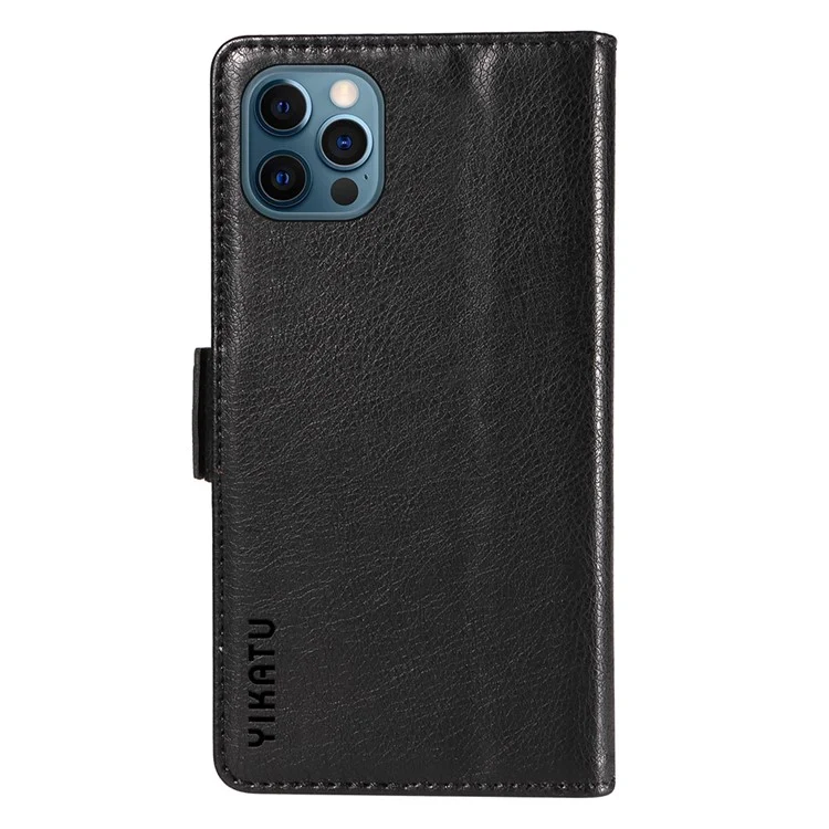 YIKATU YK-007 For iPhone 13 Pro Max 6.7 inch Case PU Leather Magnetic Phone Cover with Card Holder - Black