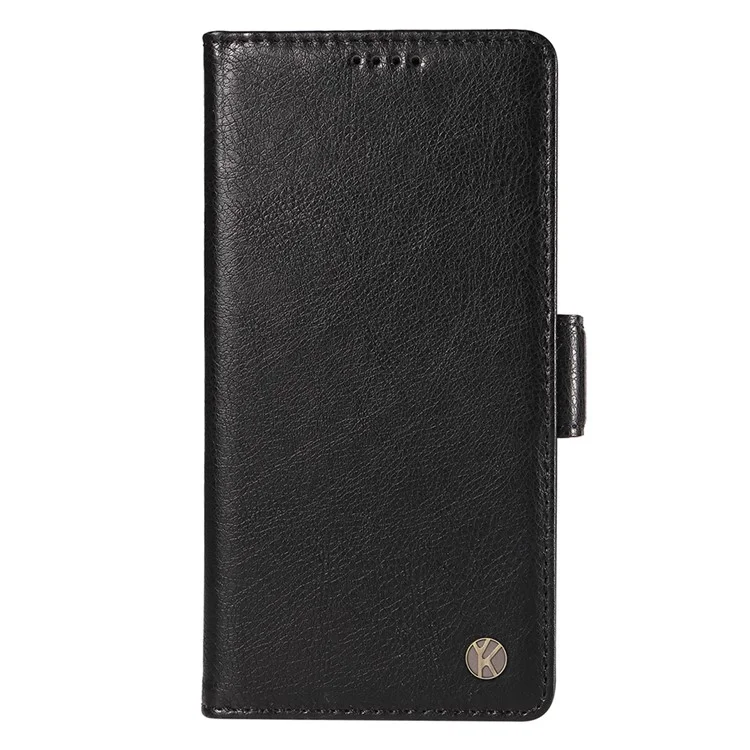 YIKATU YK-007 Hülle für iPhone 12 Pro Max Litchi-Textur PU-Leder Brieftasche Ständer Flip Cover - Schwarz