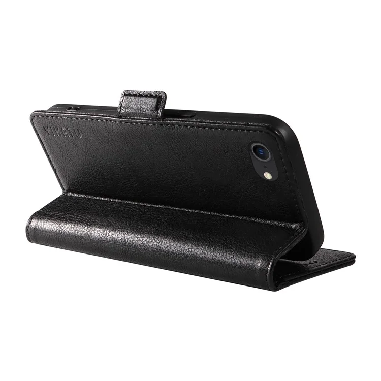 YIKATU YK-007 For iPhone 7 / 8 / SE (2020) / (2022) Case Litchi Texture Leather Wallet Phone Shell - Black