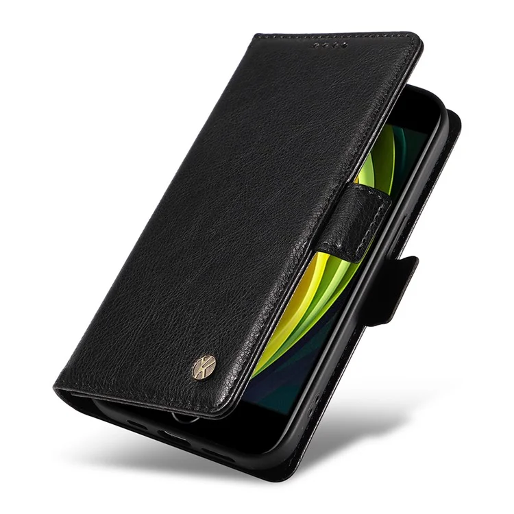 YIKATU YK-007 For iPhone 7 / 8 / SE (2020) / (2022) Case Litchi Texture Leather Wallet Phone Shell - Black