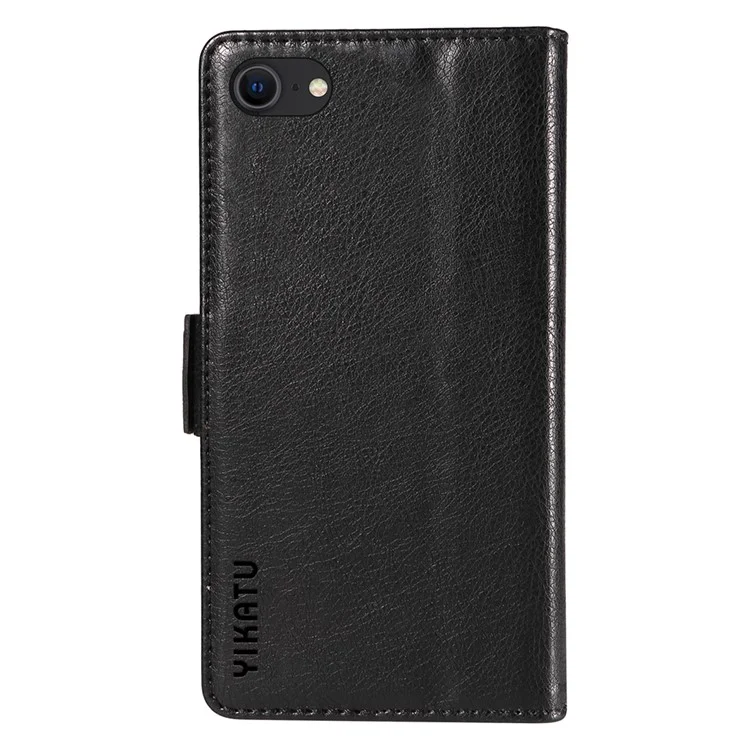 YIKATU YK-007 For iPhone 7 / 8 / SE (2020) / (2022) Case Litchi Texture Leather Wallet Phone Shell - Black
