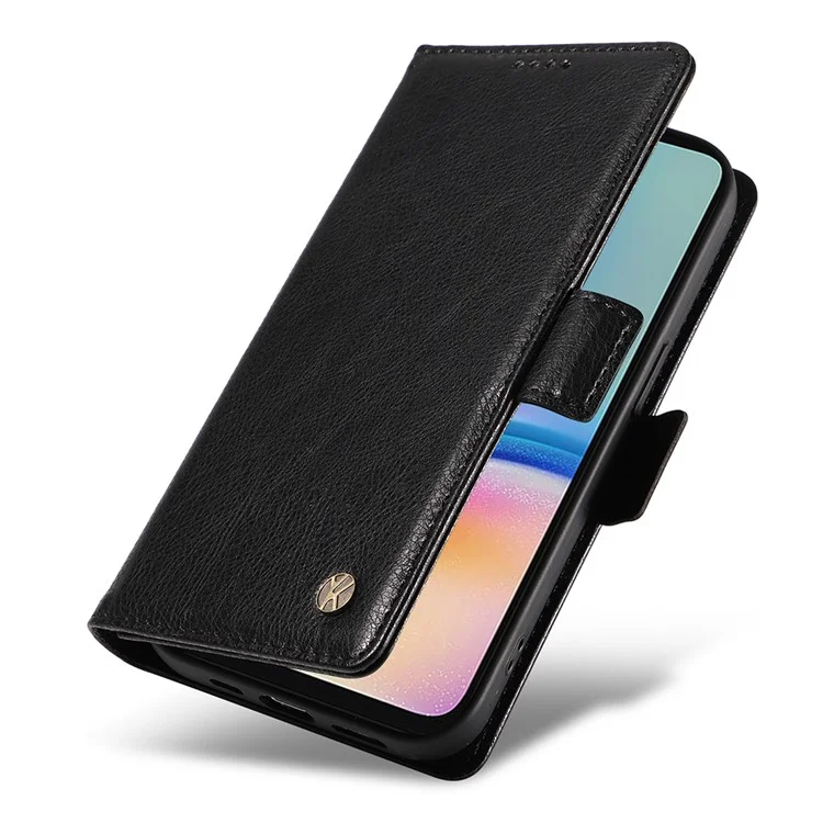 YIKATU YK-007 For Samsung Galaxy A15 4G / A15 5G Case Wallet Leather+TPU Magnetic Closing Phone Cover - Black