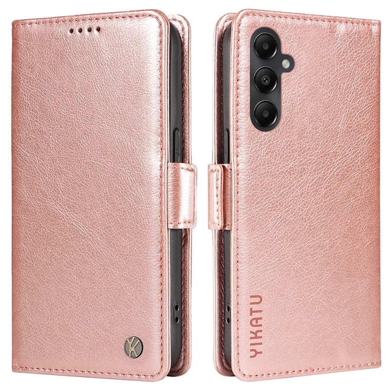 YIKATU YK-007 Para Samsung Galaxy A15 4G / A15 5G Capa Carteira Couro+TPU Fechamento Magnético Capa de Telefone - Rose Gold