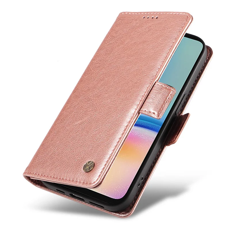 YIKATU YK-007 Para Samsung Galaxy A15 4G / A15 5G Capa Carteira Couro+TPU Fechamento Magnético Capa de Telefone - Rose Gold
