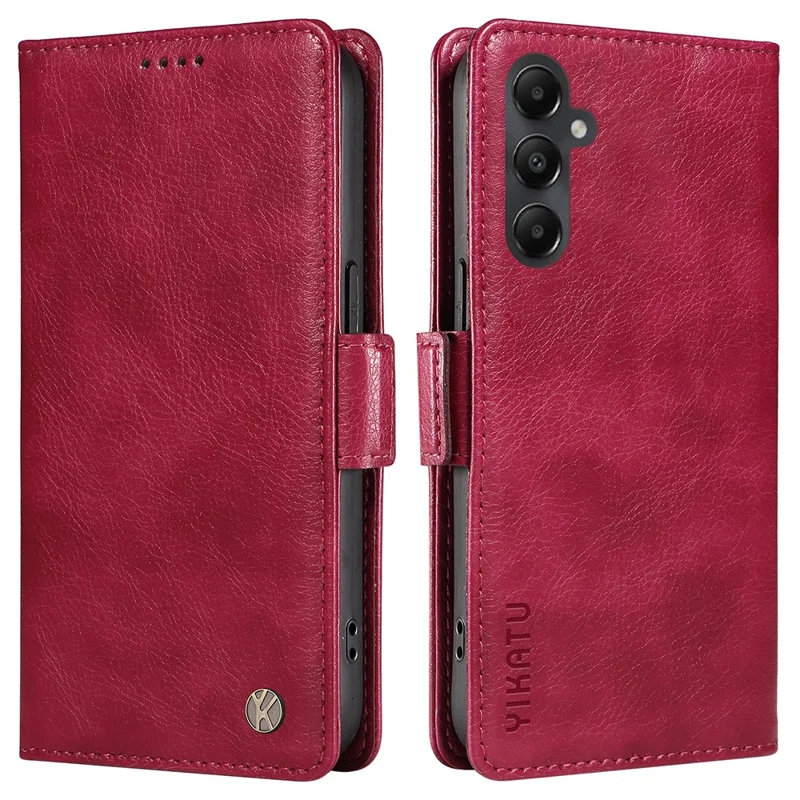 Yikatu YK-007 Pour Samsung Galaxy A15 4G / A15 5G Buille Cuir Cuir + Tpu Magnétique Magnetique Couverture Téléphon - Vin Rouge