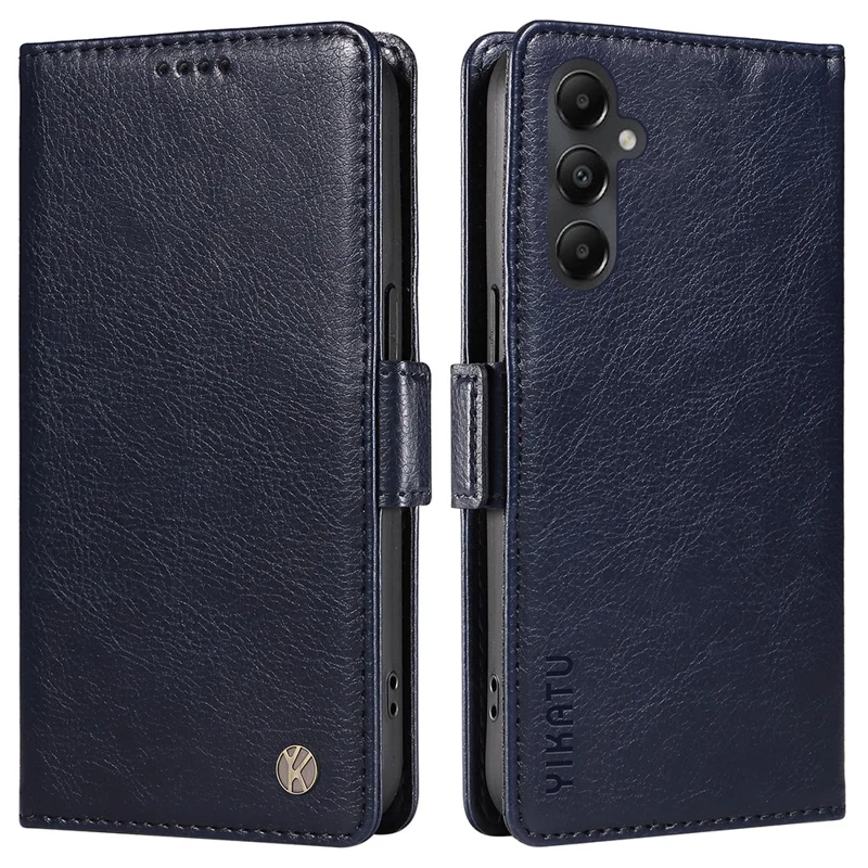 Yikatu YK-007 Para Samsung Galaxy A15 4G / A15 5G Case Willet Leather+TPU Close de Cierre Magnético Cubierta - Azul Marino