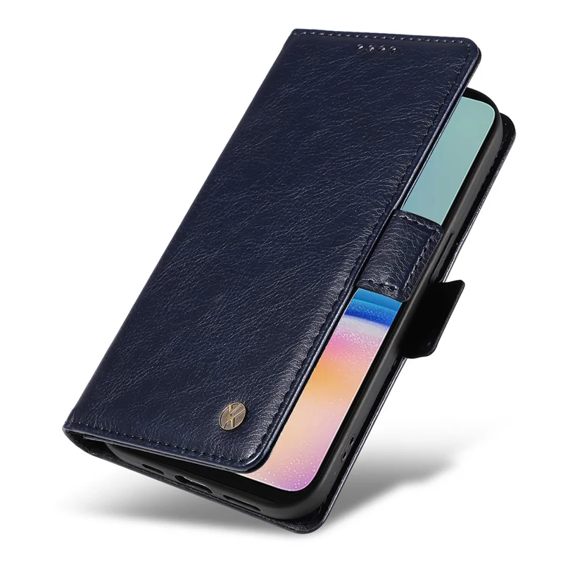 Yikatu YK-007 Para Samsung Galaxy A15 4G / A15 5G Case Willet Leather+TPU Close de Cierre Magnético Cubierta - Azul Marino