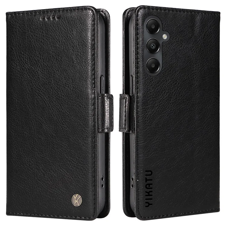 YIKATU YK-007 Para Samsung Galaxy A14 4G / 5G Caso Couro+TPU Carteira Capa de Telefone - Preto