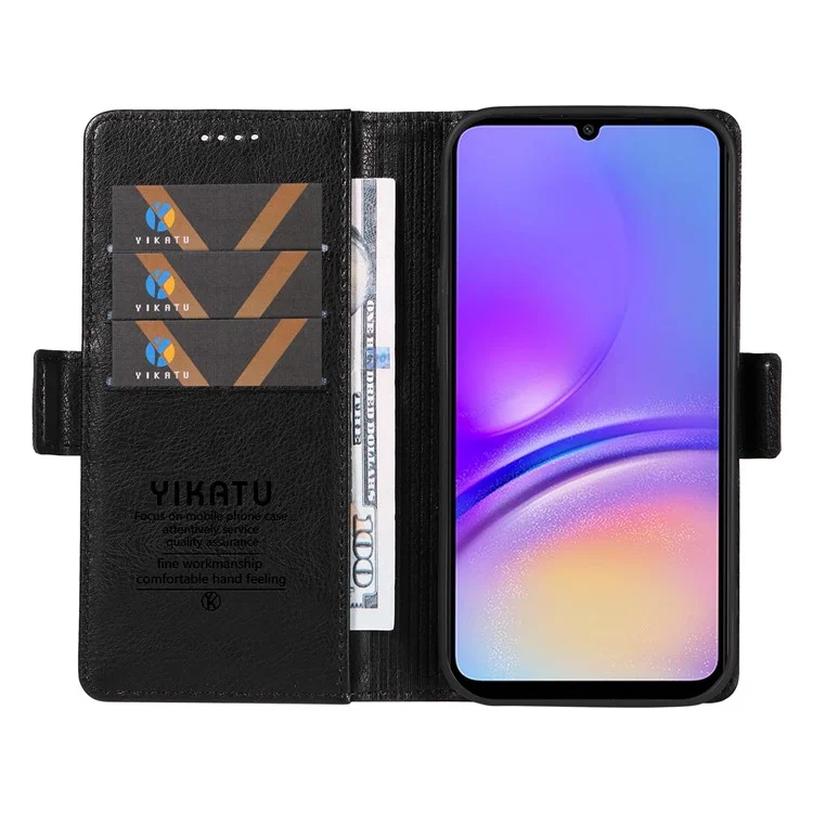 YIKATU YK-007 Para Samsung Galaxy A05 4G Capa de Couro Textura de Lichia Anti-Queda Capa de Telefone - Preto