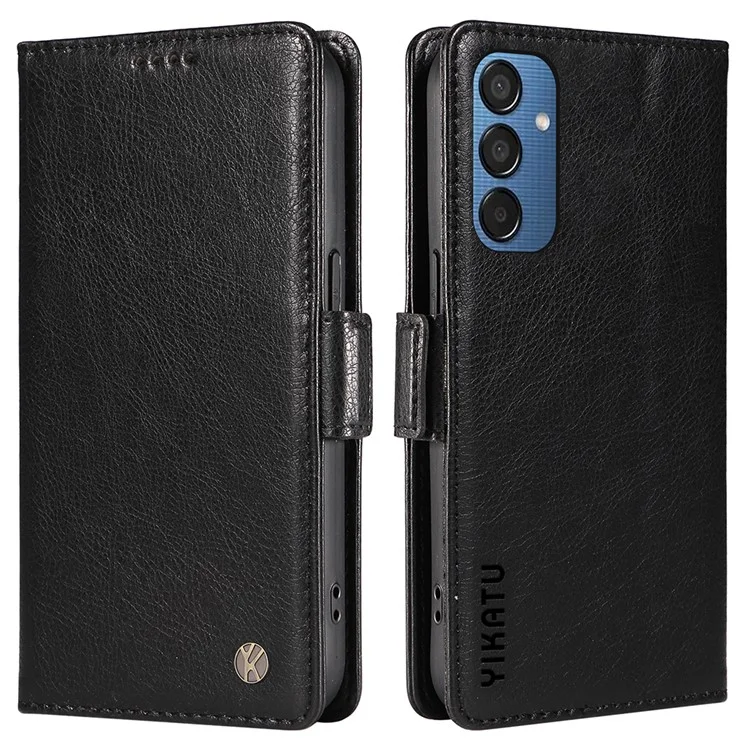 YIKATU YK-007 For Samsung Galaxy M15 5G Wallet Case Magnetic Clasp Leather Phone Cover - Black