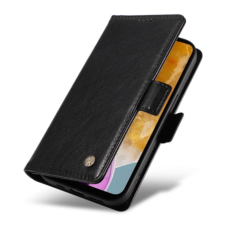 YIKATU YK-007 For Samsung Galaxy M15 5G Wallet Case Magnetic Clasp Leather Phone Cover - Black