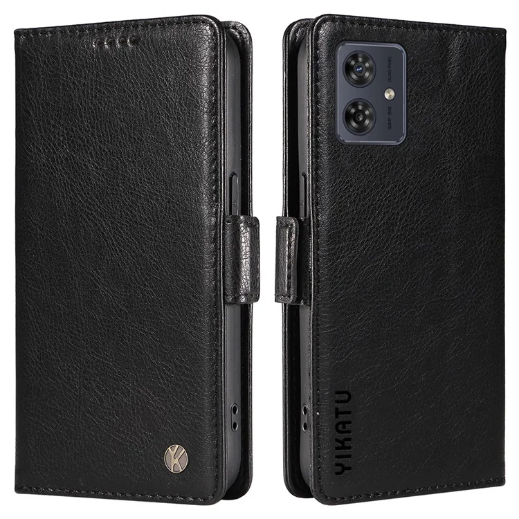 YIKATU YK-007 Capa para Motorola Moto G54 5G Textura de Lichia Capa de Telefone de Couro com Fecho Magnético - Preto