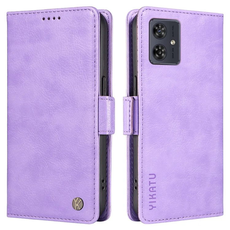 YIKATU YK-007 Für Motorola Moto G54 5G Hülle Litchi-Textur Ledertelefon-Cover mit Magnetverschluss - Lila