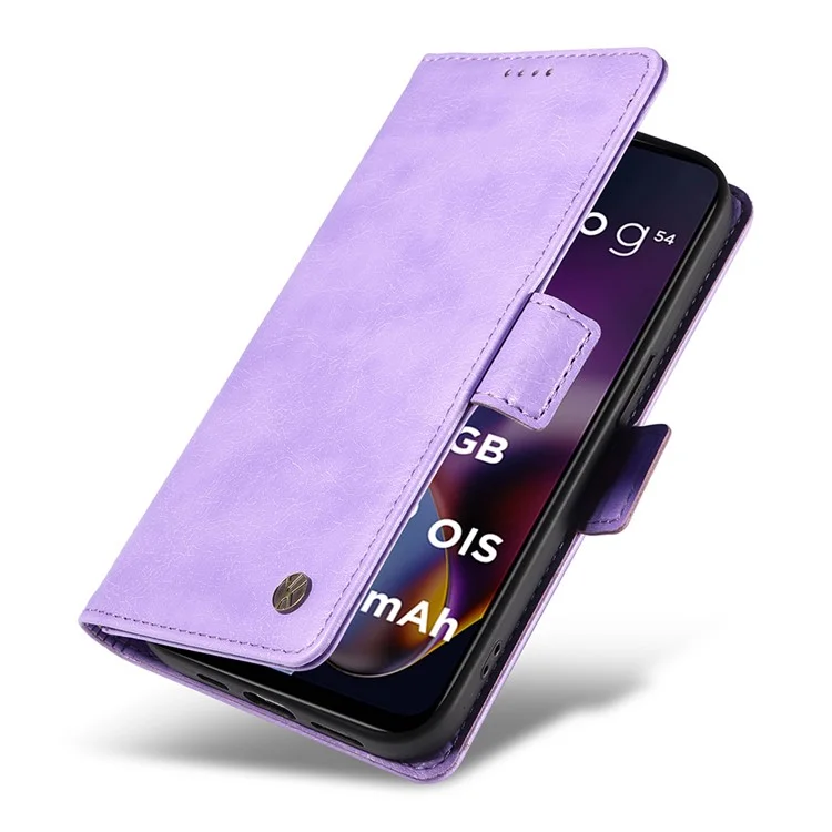 YIKATU YK-007 Für Motorola Moto G54 5G Hülle Litchi-Textur Ledertelefon-Cover mit Magnetverschluss - Lila