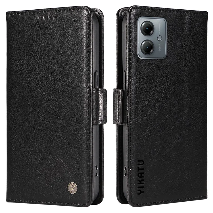 YIKATU YK-007 Per Motorola Moto G14 4G Telefono Custodia Portafoglio Resistente agli urti Custodia in Pelle PU con Supporto - Nero
