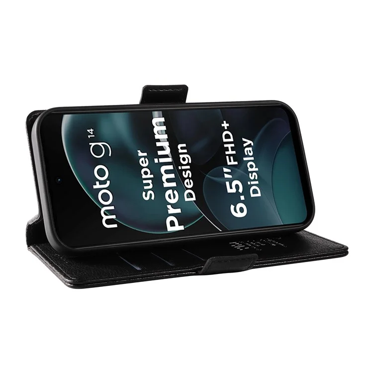 YIKATU YK-007 Per Motorola Moto G14 4G Telefono Custodia Portafoglio Resistente agli urti Custodia in Pelle PU con Supporto - Nero