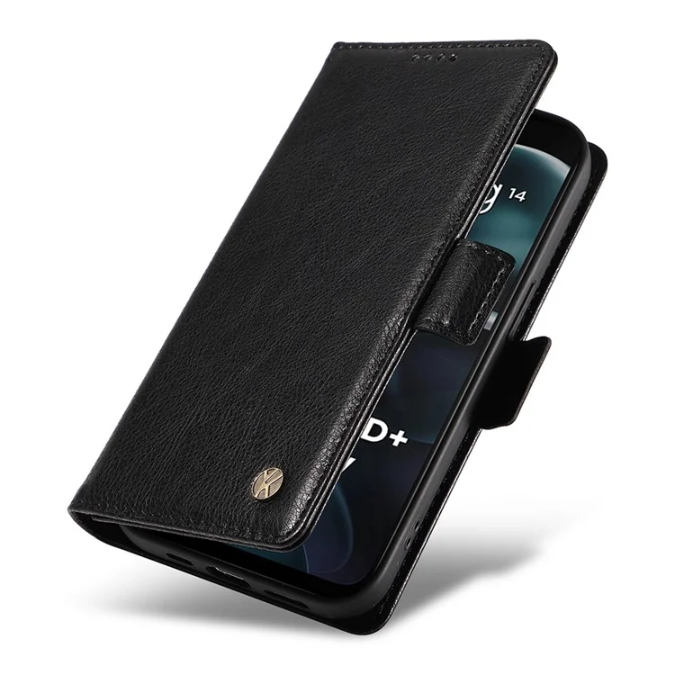 YIKATU YK-007 Per Motorola Moto G14 4G Telefono Custodia Portafoglio Resistente agli urti Custodia in Pelle PU con Supporto - Nero