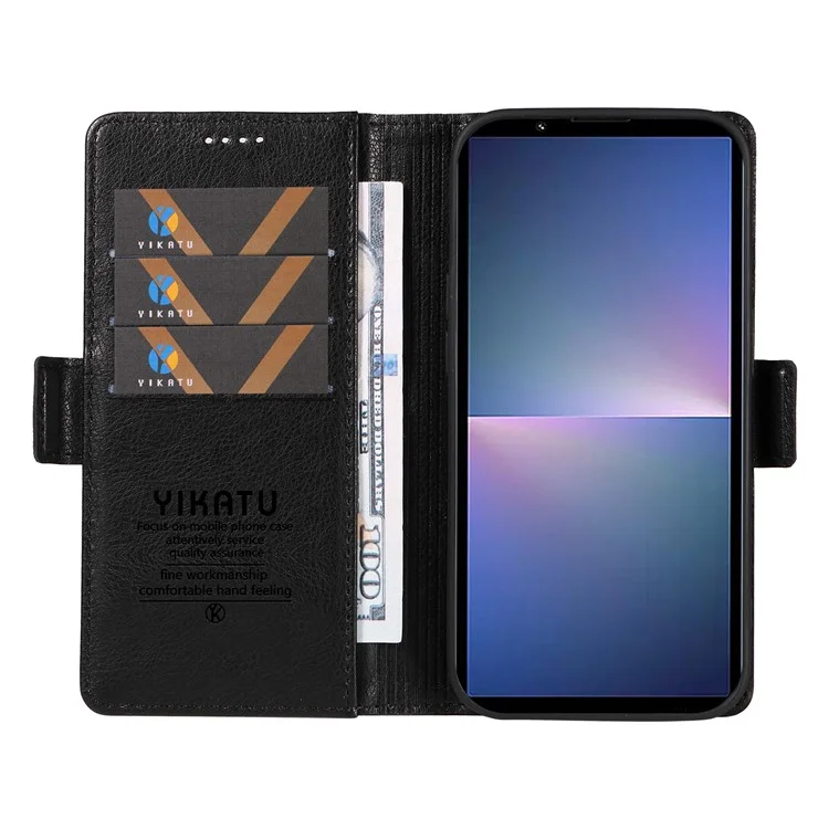 YIKATU YK-007 For Sony Xperia 5 V Case PU Leather Drop Protection Stand Phone Shell - Black