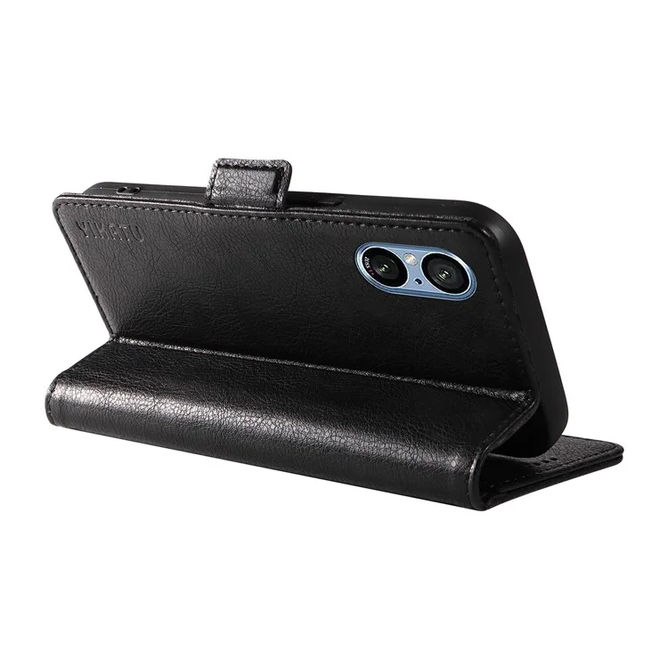 YIKATU YK-007 For Sony Xperia 5 V Case PU Leather Drop Protection Stand Phone Shell - Black