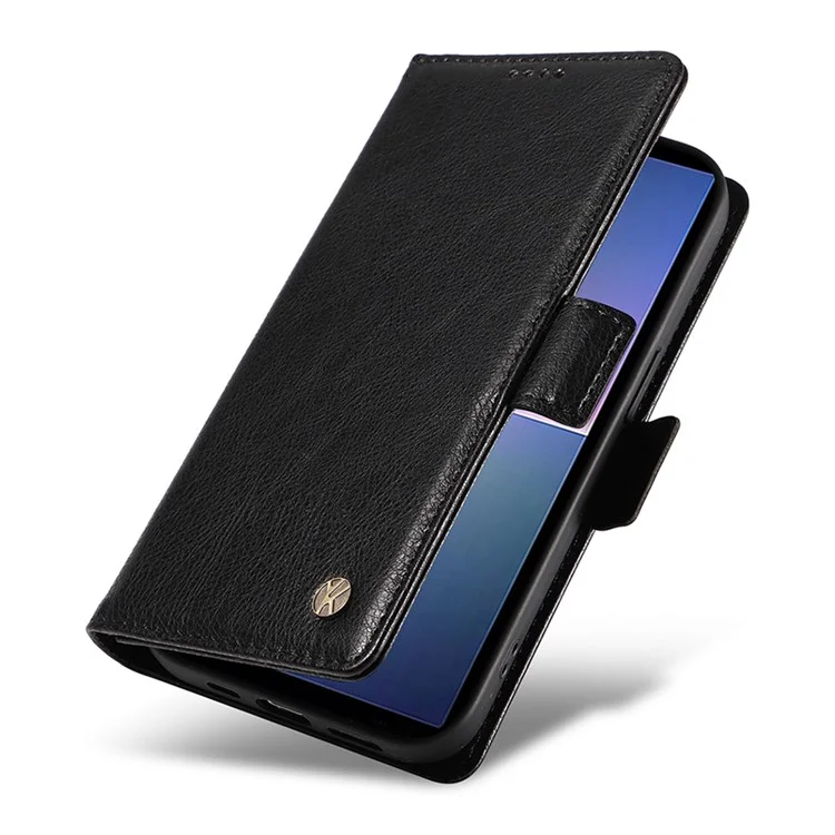 YIKATU YK-007 For Sony Xperia 5 V Case PU Leather Drop Protection Stand Phone Shell - Black