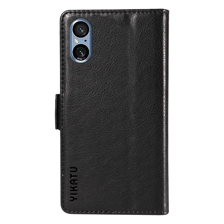 YIKATU YK-007 For Sony Xperia 5 V Case PU Leather Drop Protection Stand Phone Shell - Black