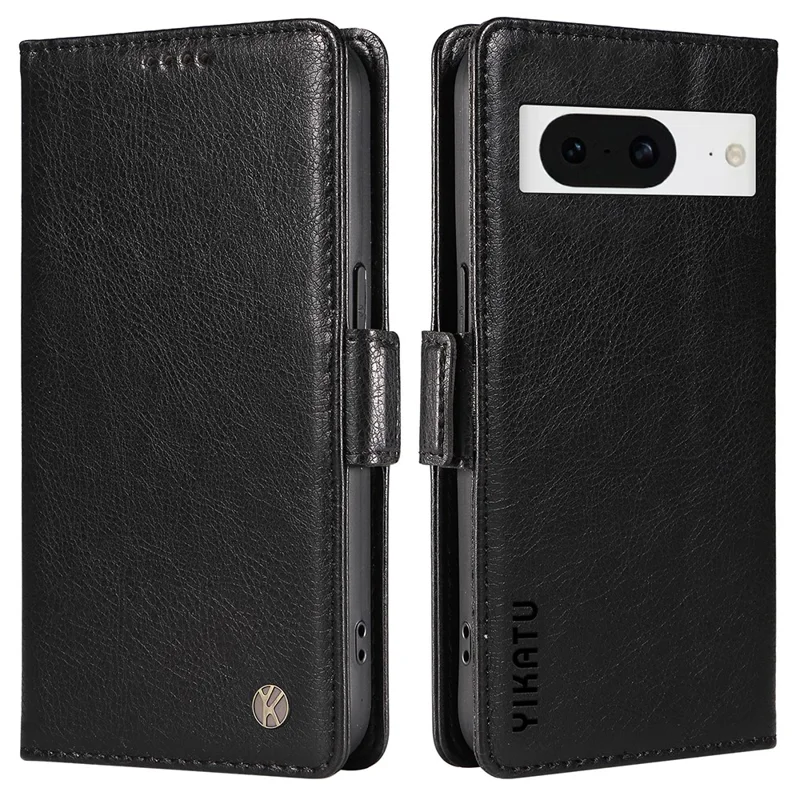 YIKATU YK-007 For Google Pixel 8 Leather Case Litchi Texture Dual Magnetic Clasp Phone Cover - Black