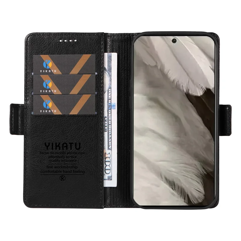 YIKATU YK-007 For Google Pixel 8 Leather Case Litchi Texture Dual Magnetic Clasp Phone Cover - Black