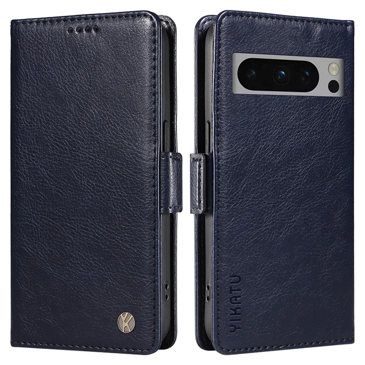 YIKATU YK-007 For Google Pixel 8 Pro Leather Phone Case Litchi Texture Wallet Cover - Black