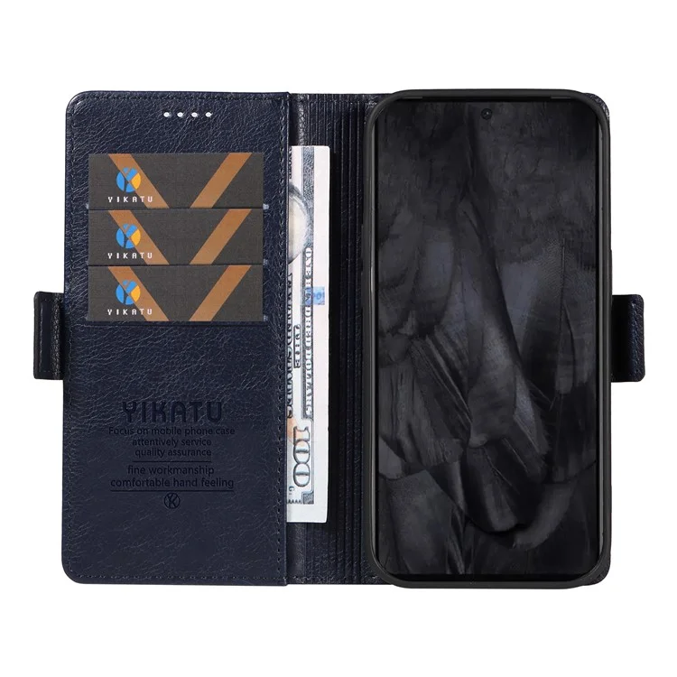 YIKATU YK-007 For Google Pixel 8 Pro Leather Phone Case Litchi Texture Wallet Cover - Black