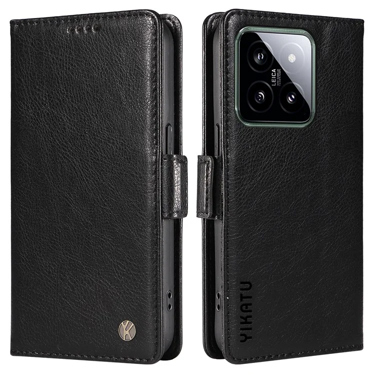 YIKATU YK-007 Funda para Xiaomi 14 Textura de Piel de Litchi Cubierta de Teléfono con Broche Magnético - Negro