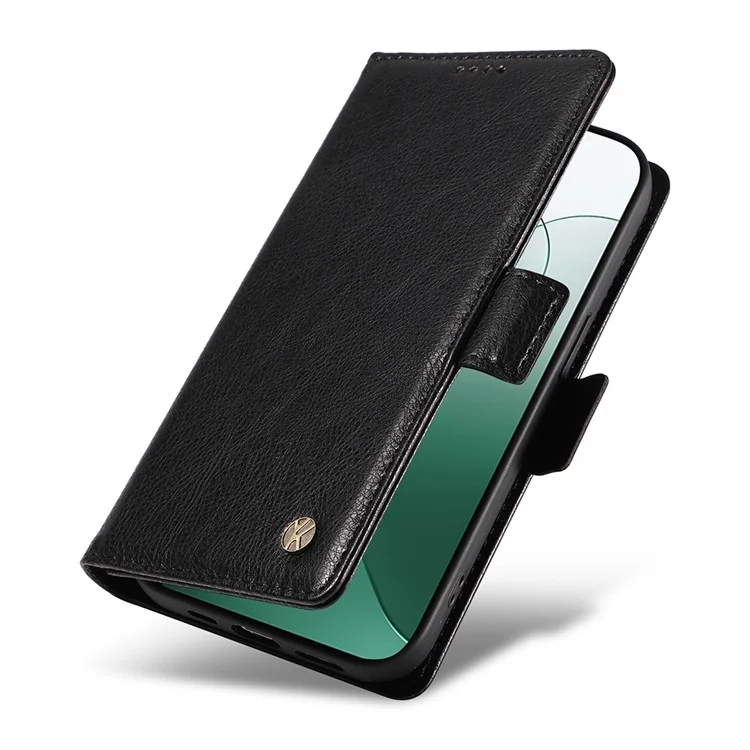 YIKATU YK-007 Funda para Xiaomi 14 Textura de Piel de Litchi Cubierta de Teléfono con Broche Magnético - Negro