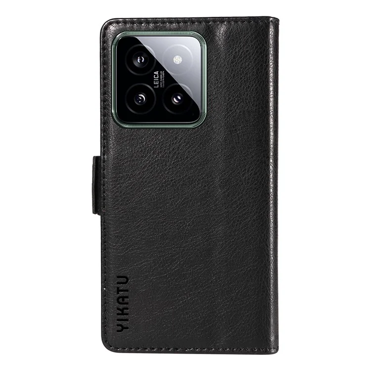 YIKATU YK-007 Funda para Xiaomi 14 Textura de Piel de Litchi Cubierta de Teléfono con Broche Magnético - Negro