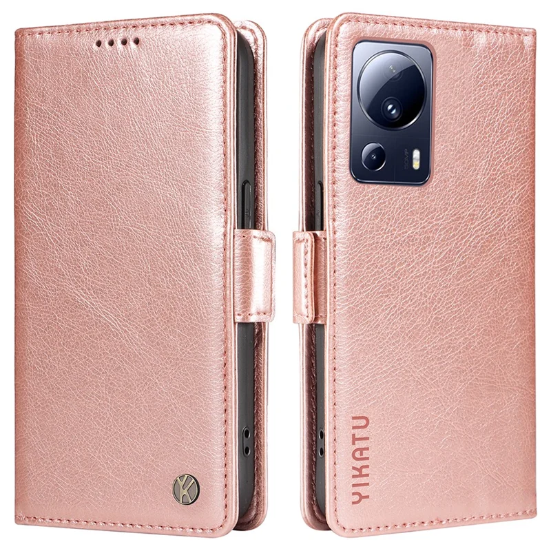 YIKATU YK-007 For Xiaomi 13 Lite / Civi 2 5G Case Wallet Leather + TPU Phone Cover - Rose Gold