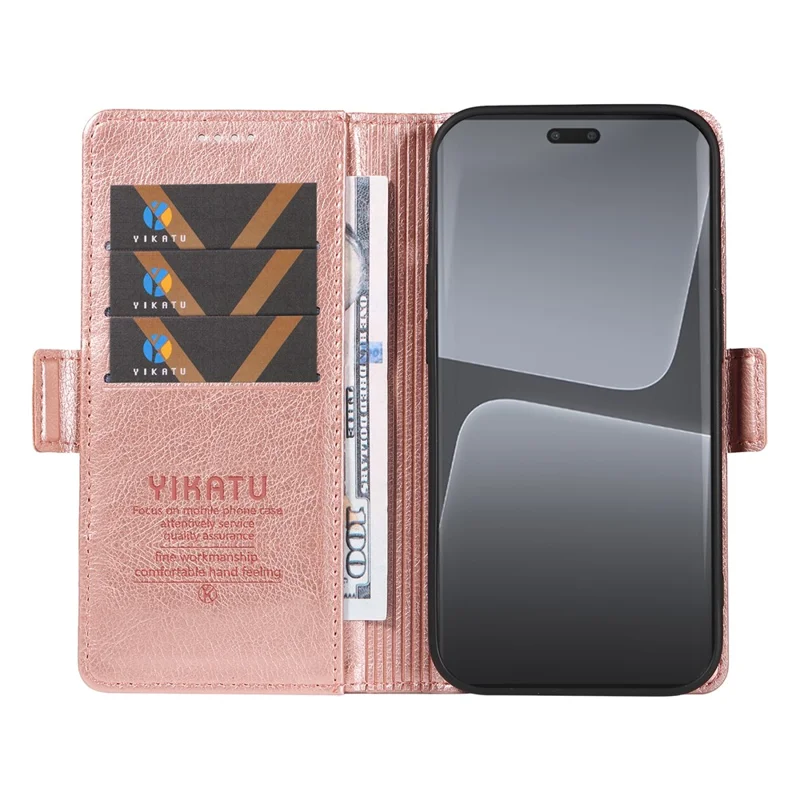 YIKATU YK-007 For Xiaomi 13 Lite / Civi 2 5G Case Wallet Leather + TPU Phone Cover - Rose Gold