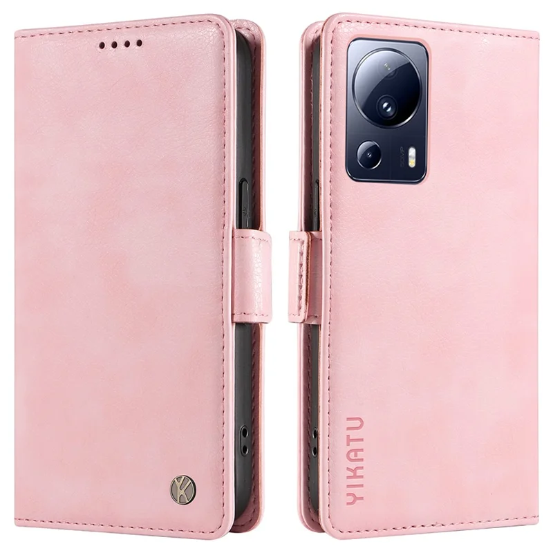 Yikatu Yk-007 Para Xiaomi 13 Lite / Civi 2 5G Coloque de Couro + Tampa do Telefone TPU - Rosa