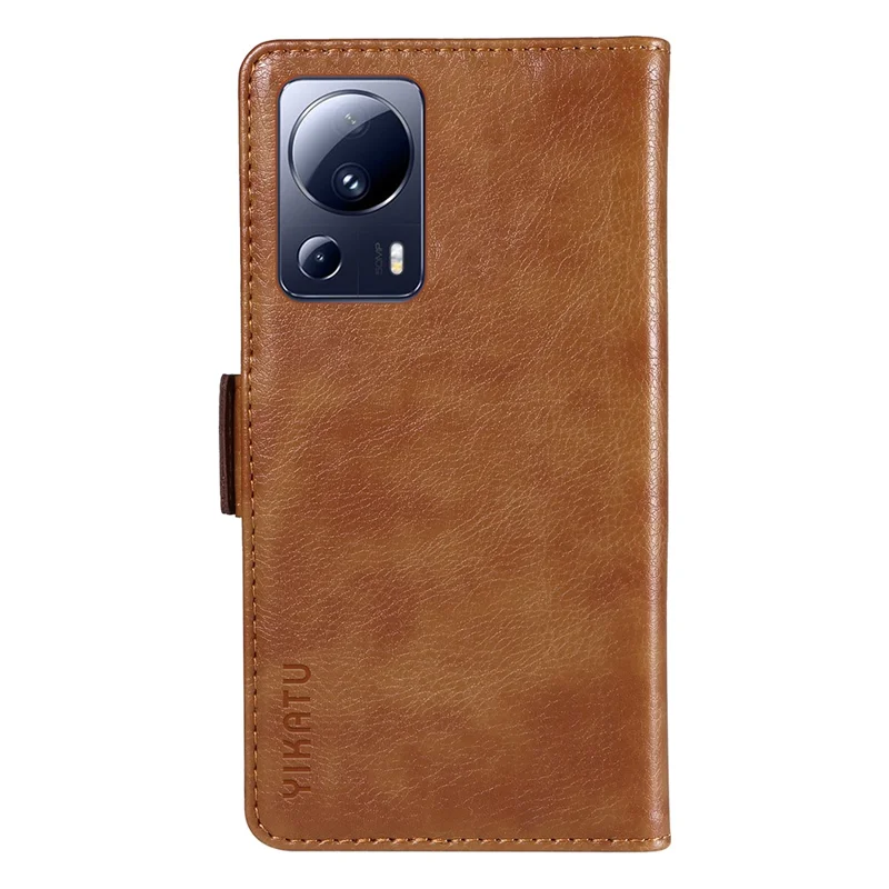 Yikatu YK-007 Para Xiaomi 13 Lite / Civi 2 5G Case Billetera de Cuero + TPU Telephip Cover - Marrón