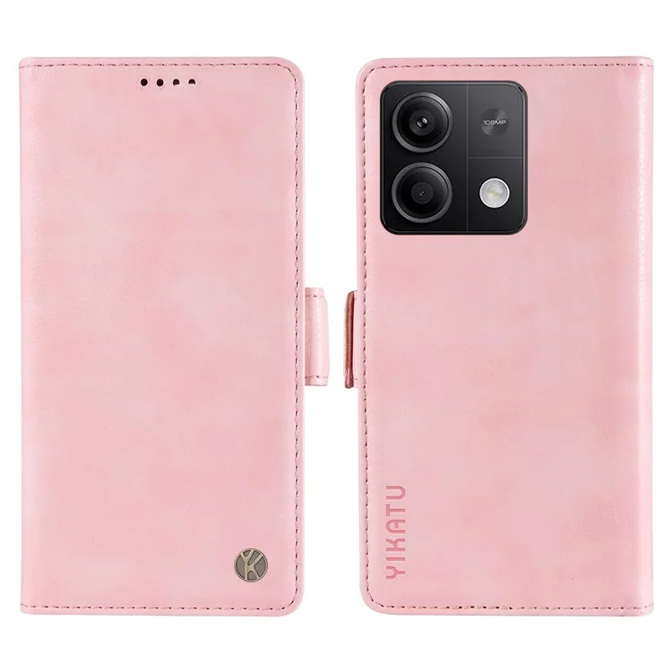 YIKATU YK-007 For Xiaomi Redmi Note 13 5G Leather Wallet Case Folding Stand Phone Cover - Pink
