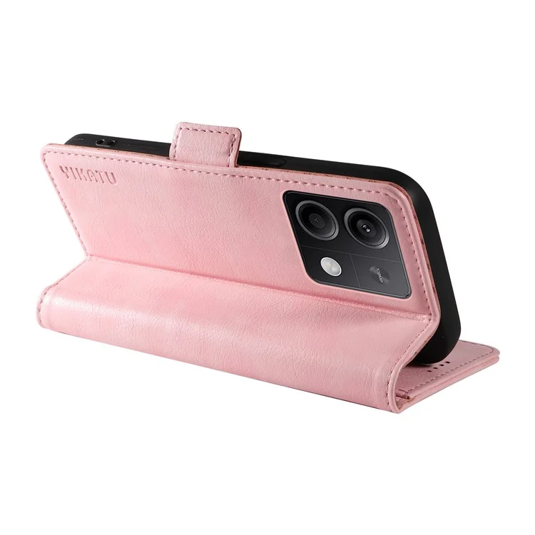 YIKATU YK-007 For Xiaomi Redmi Note 13 5G Leather Wallet Case Folding Stand Phone Cover - Pink