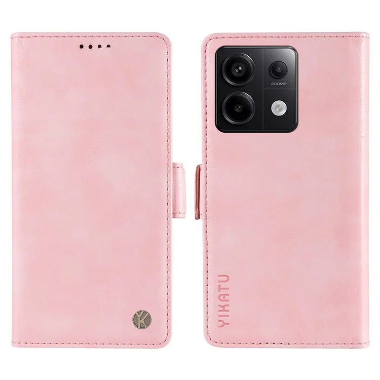 YIKATU YK-007 Para Xiaomi Poco X6 5G / Redmi Note 13 Pro 5G Funda Billetera Textura Piel de Licor - Rosa