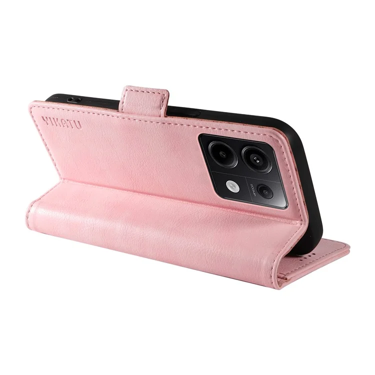 YIKATU YK-007 Para Xiaomi Poco X6 5G / Redmi Note 13 Pro 5G Funda Billetera Textura Piel de Licor - Rosa