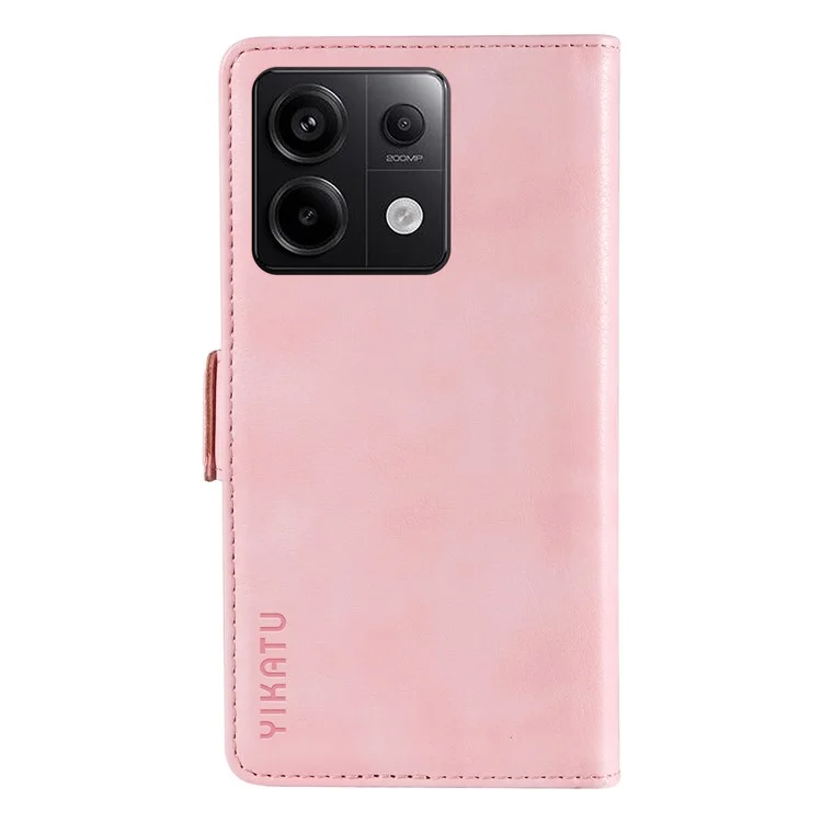 YIKATU YK-007 Para Xiaomi Poco X6 5G / Redmi Note 13 Pro 5G Funda Billetera Textura Piel de Licor - Rosa