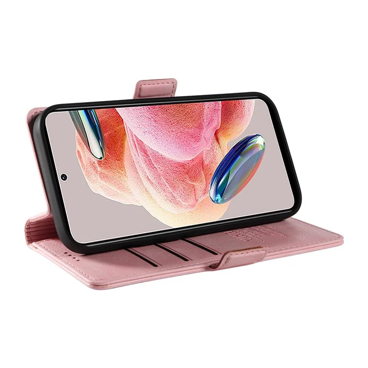 YIKATU YK-007 For Xiaomi Redmi Note 12 4G Phone Case Wallet Leather Cover Litchi Texture - Pink