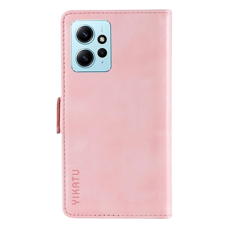 YIKATU YK-007 For Xiaomi Redmi Note 12 4G Phone Case Wallet Leather Cover Litchi Texture - Pink